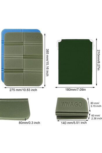 erorex 2 Pcs Foldable Outdoor Seat Cushion Moistureproof Foldable Camping Seat Carry Bag Chair Cushion