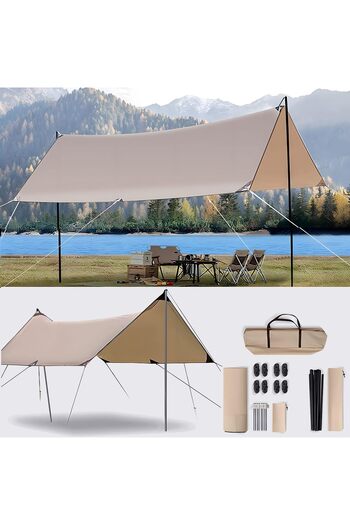 erorex Camping Tent Tarp Sun Shelter 3 * 4 Meter Canopy Beach Sunshade Poles 4 6 Person Lightweight Awning