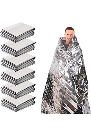 erorex Foil Blanket 6 Pcs Emergency Blankets Survival Gear Equipment Outdoor Gold Silver Mylar Blanket