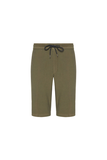 Hiltl Olive Green Vintage Elastic Waist Cotton Elastane Bermuda