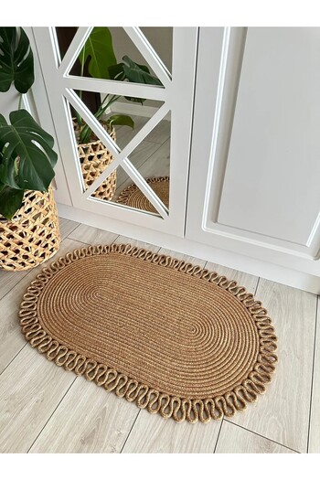 BHR Creative Jute, Straw Patterned Door Mat, Bathroom, Balcony Mat Straw Carpet, Jute Mat