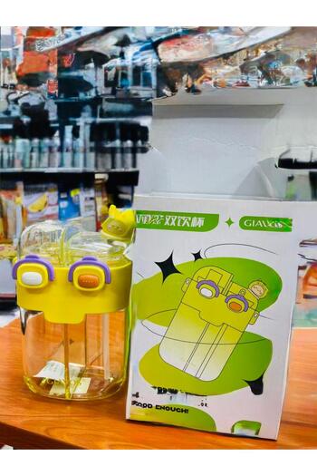 vgt GIAVOS Dual Drinking Cup – 780ml, Two Drinking Methods in One Cup, Cute Cartoon Design