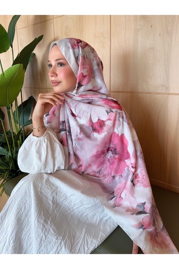Mira İpek Βαμβακερό μαλακό σάλι με μοτίβο Inspiration Series Powder Pink ps67