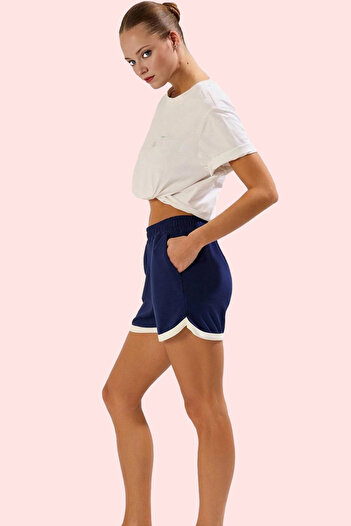 PayBuy Women's Fashion Short Length Knitted Shorts Color Block Pattern Comfortable Fit Daily Use Summer Shorts