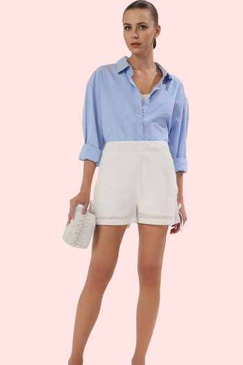 PayBuy Women's Fashion Brode Woven Wide Leg Short Shorts High Waist Summer Casual Use Quality Material