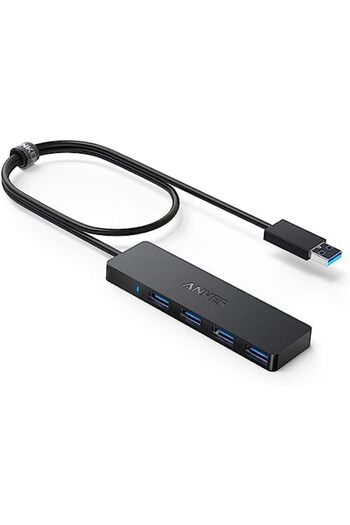 Anker موزع USB 3.0 رباعي المنافذ، موزع بيانات USB فائق النحافة مع كابل ممتد بطول 2 قدم