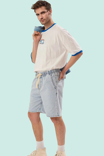 PayBuy Men's Fashion Denim Shorts Wide Leg Relaxed Fit Cotton Daily Use Weekend Durable Material