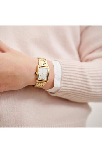 Gant G173002 Women's Wristwatch – Rectangular Case, Gold Color Steel Band, Stylish and Elegant Design