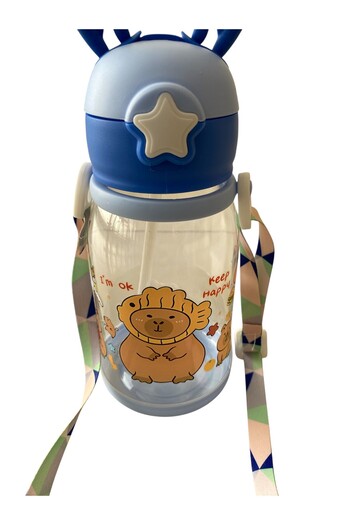 MUBX Deer Flask with Straw Water Bottle for Children Water Bottle Bpa Free with Strap