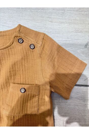 Tk Tela Kids Male Bebe Set 9/12/18/24 Months Range Müslüm Fabric Crew Neck Shoulder Button with Pocket