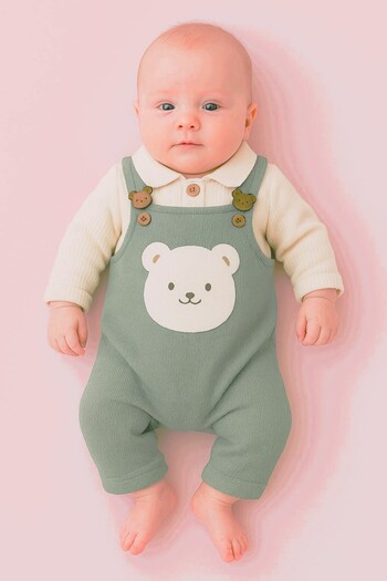 BUUFUU Long Sleeve Strap Jumpsuit, Cute Animal Pattern Shirt Collar Baby Set
