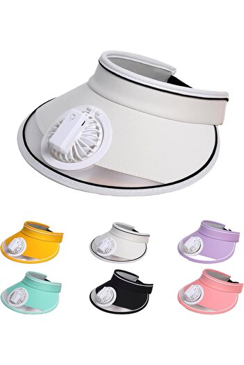 Türkiye Sun Visors Hat with Fan, Rechargeable Built-in Fan Hat