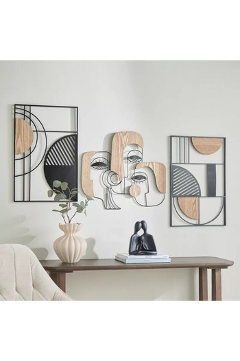Home Box Jorja Faces Wood and Metal Wall Art - 57.2x50.2x1.9 cm