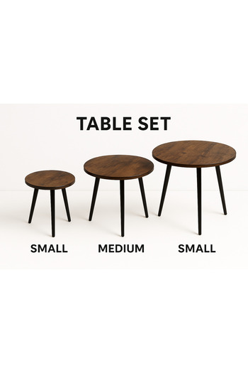 l'elefante 3 Piece Wooden Nesting Coffee Tables Durable Round Sofa Side, Bedside & Accent Tables