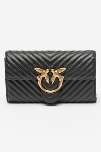 PİNKO Pinko, Crossbody Leather Bag with Chain Strap - Love One, Black