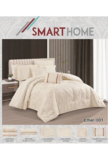 smart home 8 Pieces Bedding Set - Luxury Bridal Double Bedspread Made of 100% Microfiber, Reversible, 260x240cm
