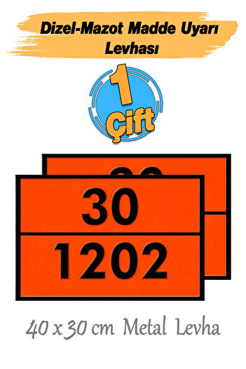 Badem10 Metal 40X30 cm Sheet (1 Pair) 30-1202 Hazardous Substance Labelling Petrol Refined Diesel Mazout Warning