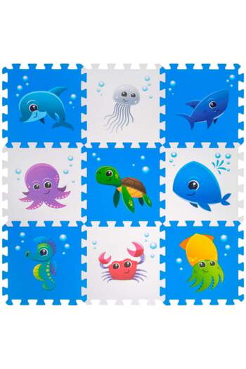 FizioTab FizioTab® EVA foam puzzle mat, 9 pieces, Ocean model, Dolphin, 86x86 cm