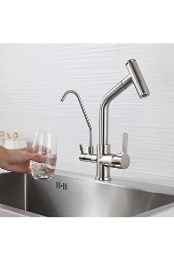 OEM Kitchen Sink Faucet Dual Flow Water Purification Outlet Spiral 2 Flow Modes 7 Years Warranty Imported Nickel