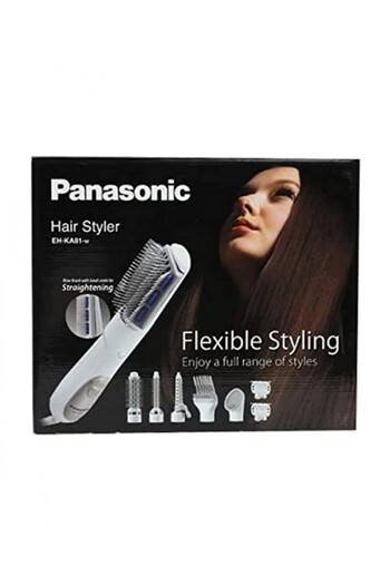 PANASONIC Panasonic EH-KA81 Hair Styler with 6 Attachments, Curler, Straightener and Dryer, White