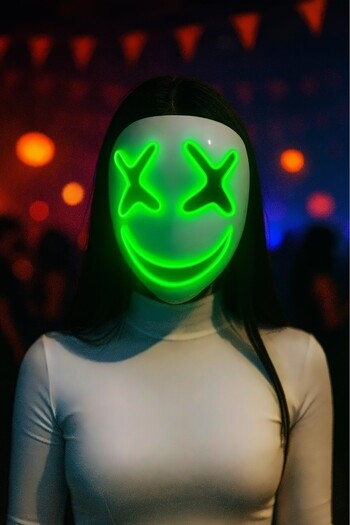 BeySüS Halloween Mask Halloween Neon X-Grin Light up Green