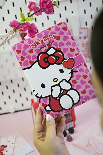 Victoria's Journals Hello Kitty Vegan Leather Magnet Diary – 13X18 Cm, 224 Pages, Special Interior Design Notebook