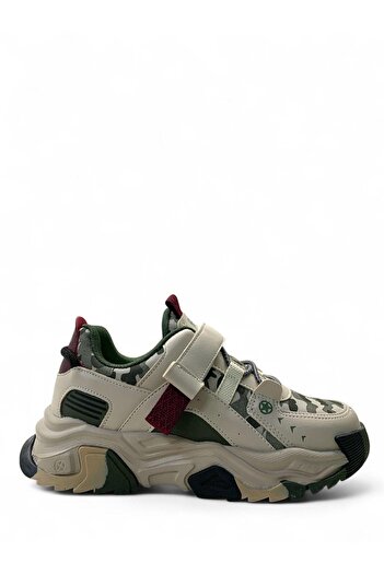 pepino 2021 Orthopedic Boy Cream/Khaki Camouflage/Burgundy Comfortable Sneaker