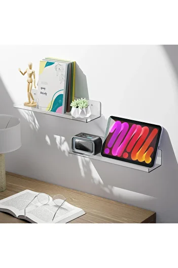 OEM Transparent floating shelves, set of 2 pieces 38 x 11 x 7 cm