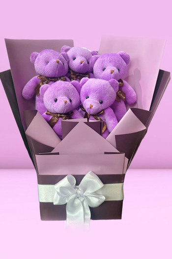 Sole 90 cm Plush Teddy Bear and Romantic Purple Plush Teddy Bear Bouquet Special Birthday Gift for Girlfriend