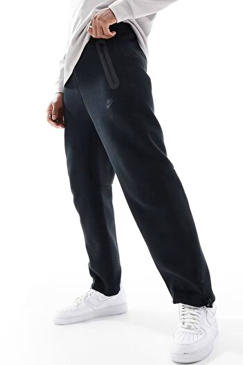 Nike Tech Fleece Open Hem Joggers Erkek Bol ve Uzun Kesim Lastik İpli Paça Eşofman Altı Siyah