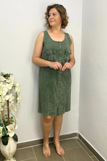 Mia Butik Women's Washable Front Button Dress