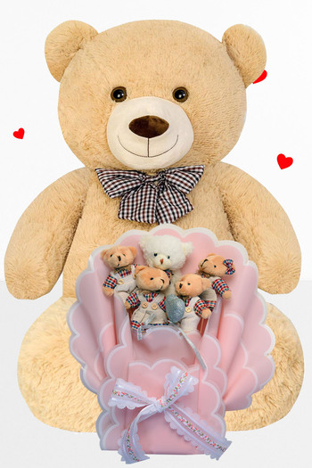Sole 90 cm Plush Teddy Bear and Teddy Bear Bouquet with Clothes Valentine's Birthday Gift for Sweetheart Girl