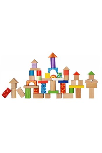 SMARTIC Educational wooden cube set 50 pieces, Shape Sorter, +18 months, Smartic, multicolor