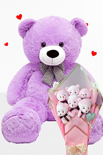 Sole Toy 90 cm Plush Bear with Pink Concept Romantic Plush Teddy Bear Bouquet Gift for Girlfriend