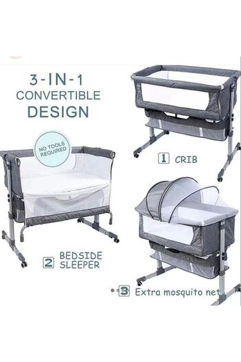 HOURS Foldable Baby Bed, Foldable Newborn Baby Bed, Baby Bed with Large Storage Basket