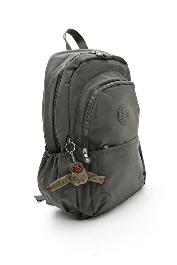 Çanta Trend Unisex Water Resistant Crinkle Fabric Multi-Eye Large Size Dark Gray Color School and Backpack