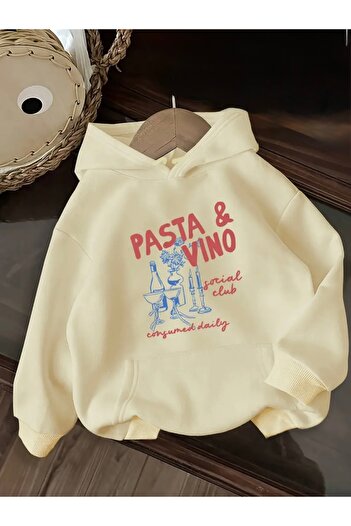 FUFLUNS PASTA VINO PRINTED OVERSIZE UNISEX ΓΥΝΑΙΚΕΙΟ/ΑΝΔΡΙΚΟ ΦΟΥΤΕΡ ΜΕ ΚΑΠΟΥΝΤΟ