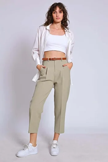 Lady Pixie Belted Premium Fabric Trousers