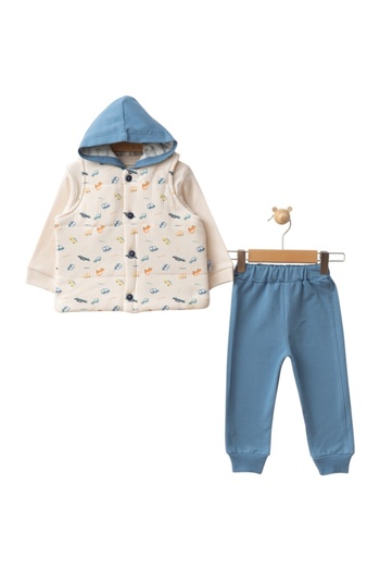 Buqete Car Patterned Vest 3-Piece Set