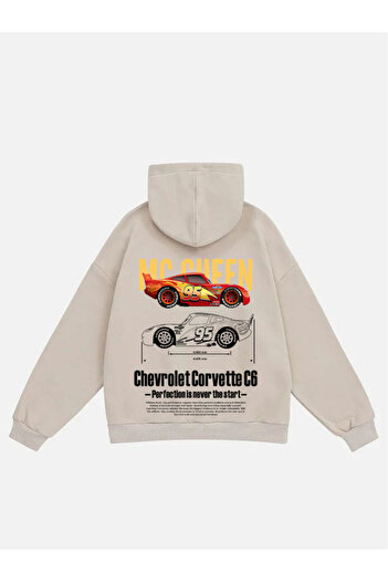 Mad&Calf Unisex Corvette C6 με στάμπα με κουκούλα Fleece Oversize