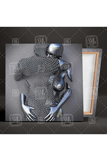 SML TABLO Metal interlocking Cuplu Love Love Decor Combinație triplă Set de 3 tablouri pe pânză