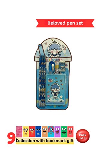 Pembe Pasaj Blue Pen Set - Cute Stationery Set