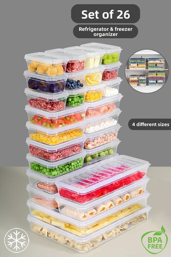 Meleni Home 26 Piece Transparent Lid Microwave Compatible Storage Container Set - Organizer Organizer Food Storage Container