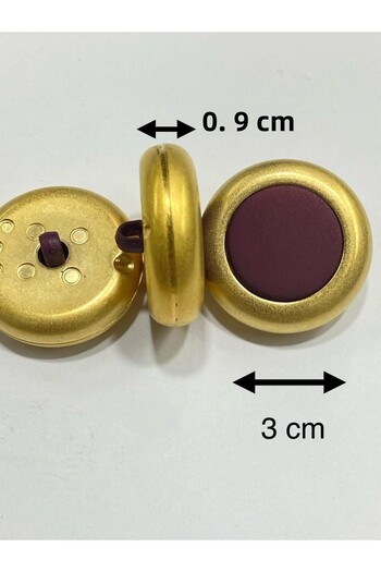 karantuhafiye Coat Fur Coat Button / Italian Button Set of 6 / Matte Gold Eggplant Purple 3 cm /M010