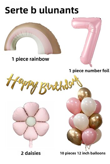 Azebu Retro 7 Year Old Daisy Themed Baby Girl Concept Birthday Set