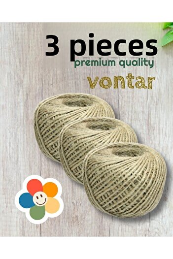 VONTAR 3 Pieces of Straw Jute Rope, Linen Rope, Wicker Rope, Rope Rope, Sack Rope (Average 100 Meters)