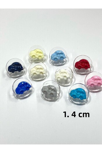 karantuhafiye Baby Button / Car Model / 10 Pieces / White
