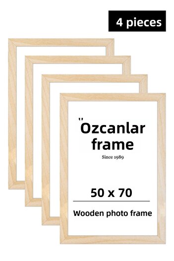 ÖZCANLAR ÇERÇEVE Set of 4 Wooden Frame Wooden Picture Frame 50x70 Natural Wooden Frame Raw Wood