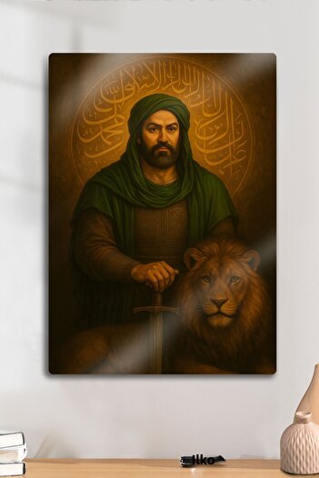 DekorHane Metal Print - Ali, Zulfiqar Lion, Decorative Painting, Flame Islamic, Religious Artistic