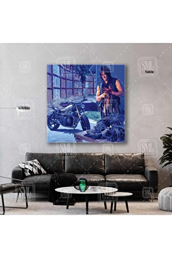 SML TABLO Daryl Dixon The Walking Dead Norman Reedus Repararea motorului Pictură pătrată pe pânză